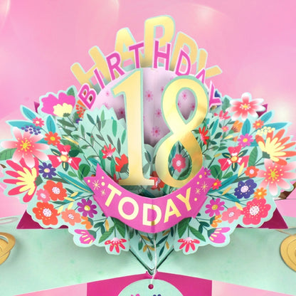 18th Birthday Card Pop Up 3D Happy Birthday Card Age 18 Today 3D For Her