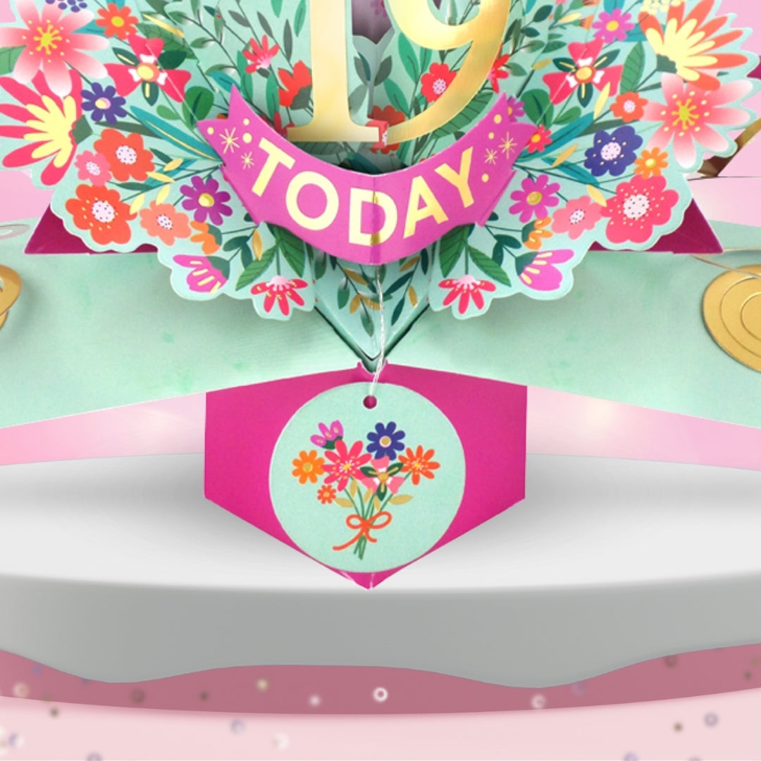 19th Birthday Card Pop Up 3D Happy Birthday Card Age 19 Today 3D For Her