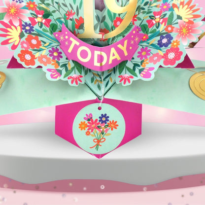 19th Birthday Card Pop Up 3D Happy Birthday Card Age 19 Today 3D For Her