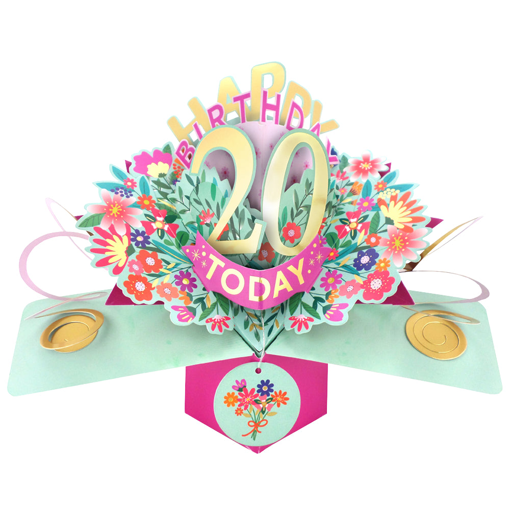 20th Birthday Card Pop Up 3D Happy Birthday Card Age 20 Today 3D For Her