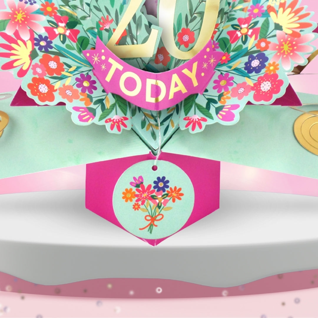 20th Birthday Card Pop Up 3D Happy Birthday Card Age 20 Today 3D For Her