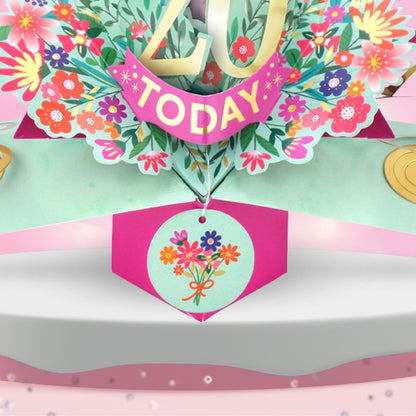 20th Birthday Card Pop Up 3D Happy Birthday Card Age 20 Today 3D For Her