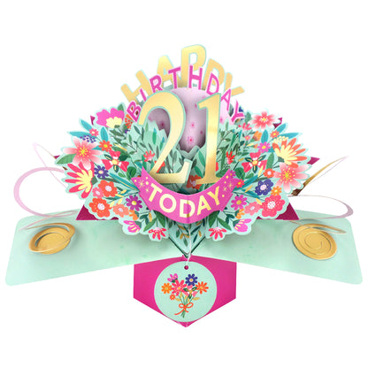 21st Birthday Card Pop Up 3D Happy Birthday Card Age 21 Today 3D For Her