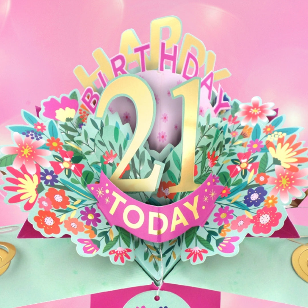 21st Birthday Card Pop Up 3D Happy Birthday Card Age 21 Today 3D For Her