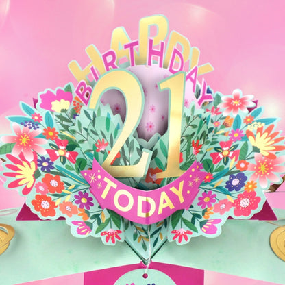 21st Birthday Card Pop Up 3D Happy Birthday Card Age 21 Today 3D For Her