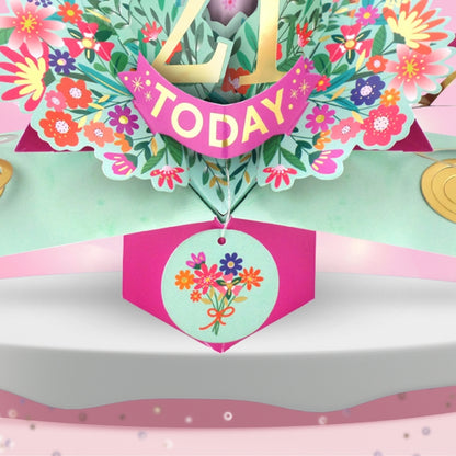 21st Birthday Card Pop Up 3D Happy Birthday Card Age 21 Today 3D For Her