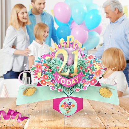 21st Birthday Card Pop Up 3D Happy Birthday Card Age 21 Today 3D For Her