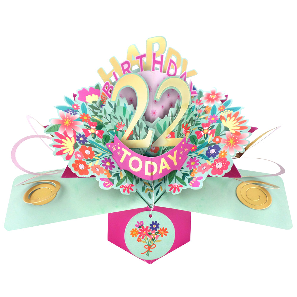 22nd Birthday Card Pop Up 3D Happy Birthday Card Age 22 Today 3D For Her