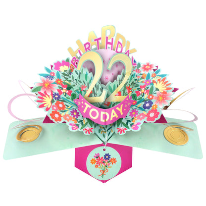 22nd Birthday Card Pop Up 3D Happy Birthday Card Age 22 Today 3D For Her