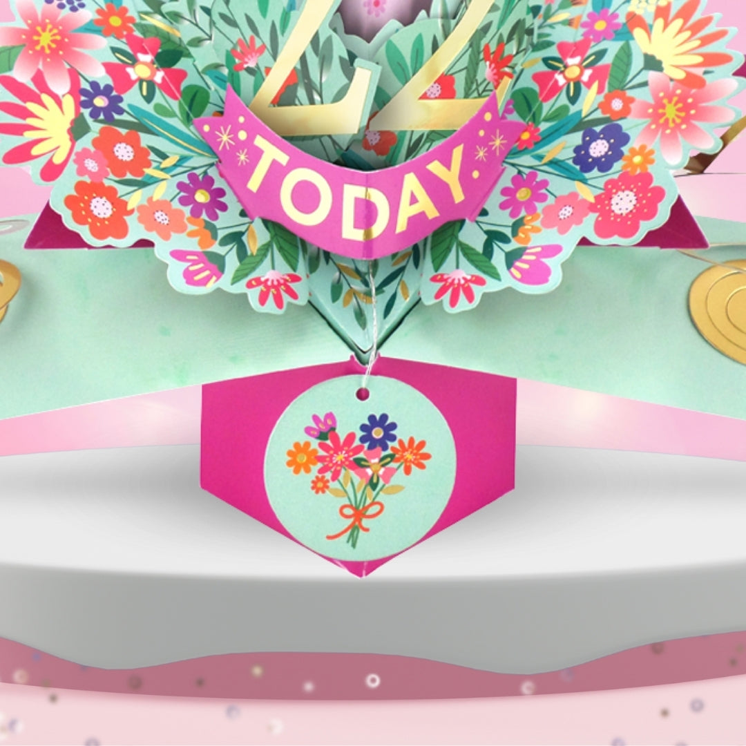 22nd Birthday Card Pop Up 3D Happy Birthday Card Age 22 Today 3D For Her