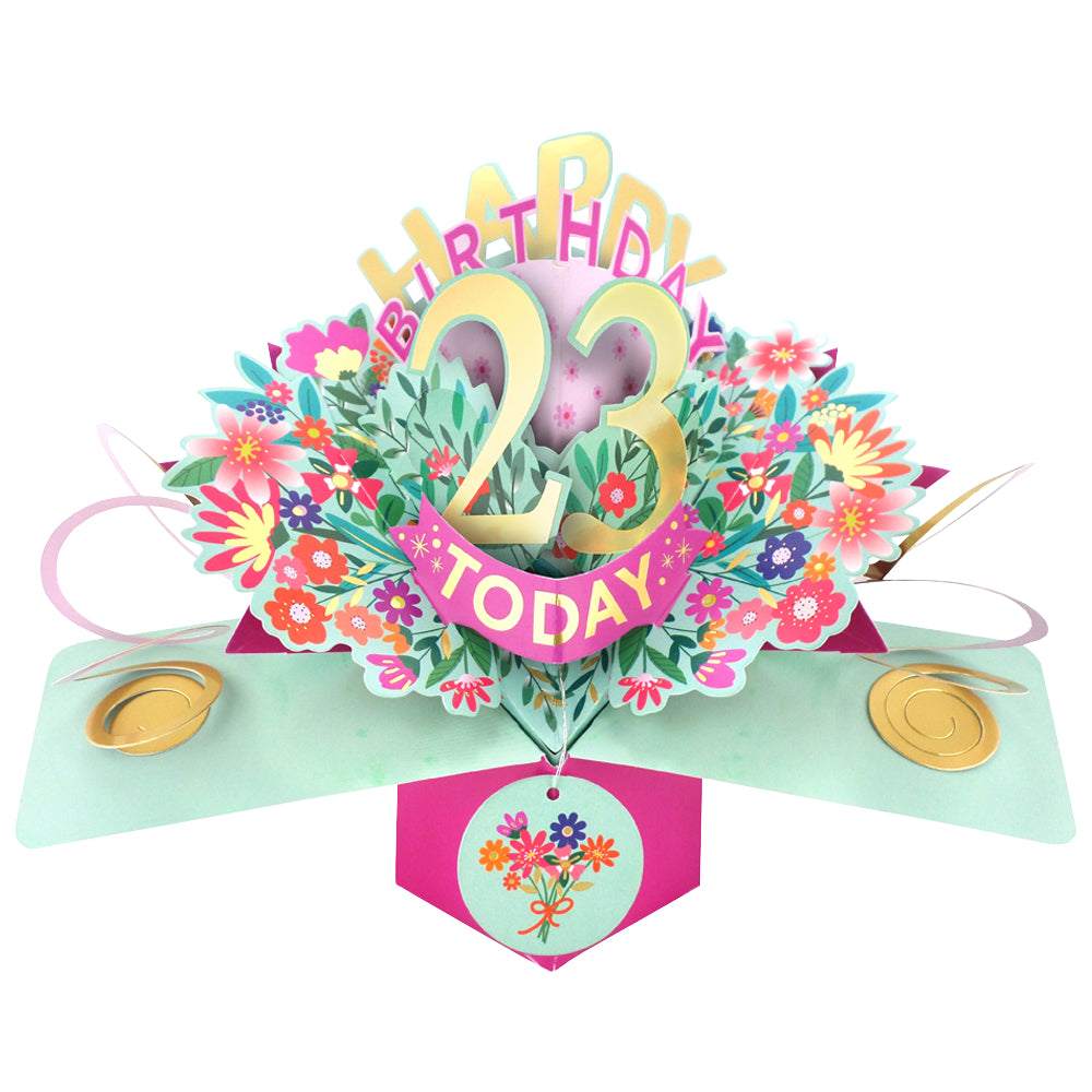 23rd Birthday Card Pop Up 3D Happy Birthday Card Age 23 Today 3D For Her
