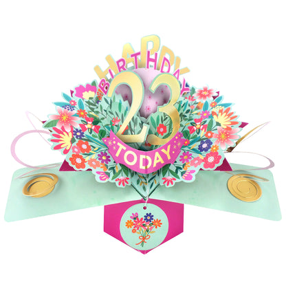 23rd Birthday Card Pop Up 3D Happy Birthday Card Age 23 Today 3D For Her