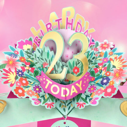 23rd Birthday Card Pop Up 3D Happy Birthday Card Age 23 Today 3D For Her