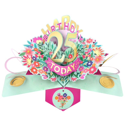 25th Birthday Card Pop Up 3D Happy Birthday Card Age 25 Today 3D For Her