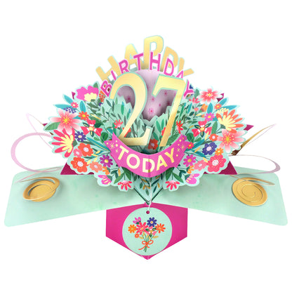 27th Birthday Card Pop Up 3D Happy Birthday Card Age 27 Today 3D For Her
