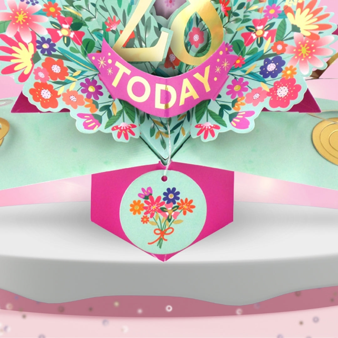28th Birthday Card Pop Up 3D Happy Birthday Card Age 28 Today 3D For Her
