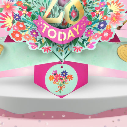28th Birthday Card Pop Up 3D Happy Birthday Card Age 28 Today 3D For Her