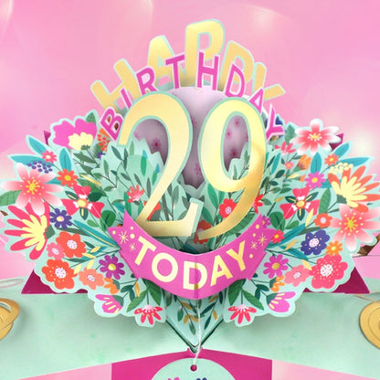 29th Birthday Card Pop Up 3D Happy Birthday Card Age 29 Today 3D For Her
