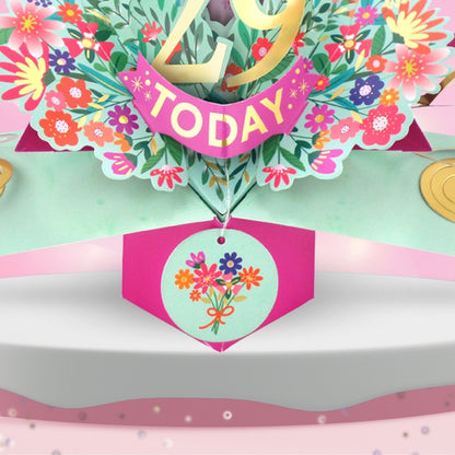 29th Birthday Card Pop Up 3D Happy Birthday Card Age 29 Today 3D For Her