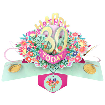 30th Birthday Card Pop Up 3D Happy Birthday Card Age 30 Today 3D For Her
