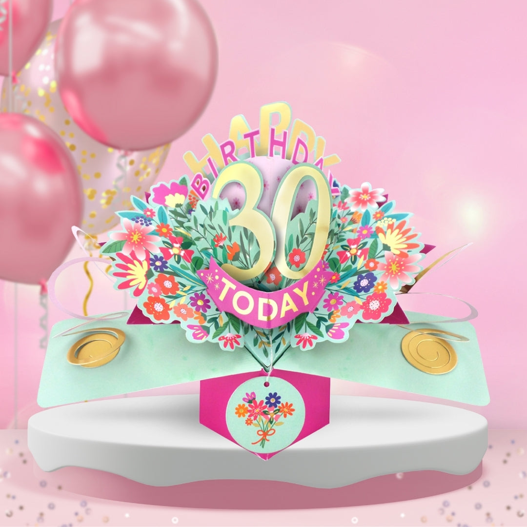30th Birthday Card Pop Up 3D Happy Birthday Card Age 30 Today 3D For Her