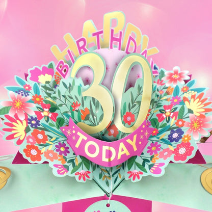30th Birthday Card Pop Up 3D Happy Birthday Card Age 30 Today 3D For Her