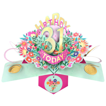 31st Birthday Card Pop Up 3D Happy Birthday Card Age 31 Today 3D For Her