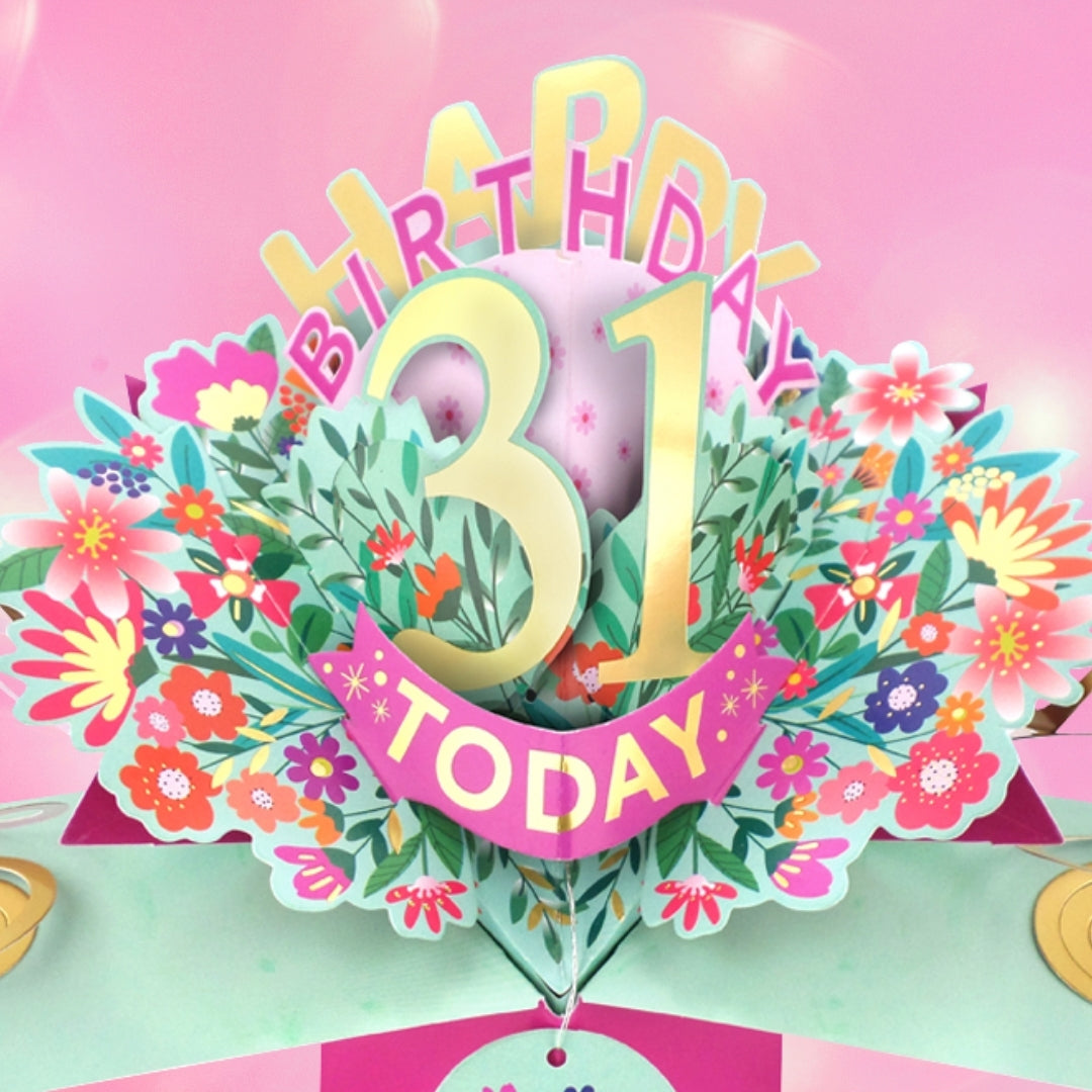 31st Birthday Card Pop Up 3D Happy Birthday Card Age 31 Today 3D For Her