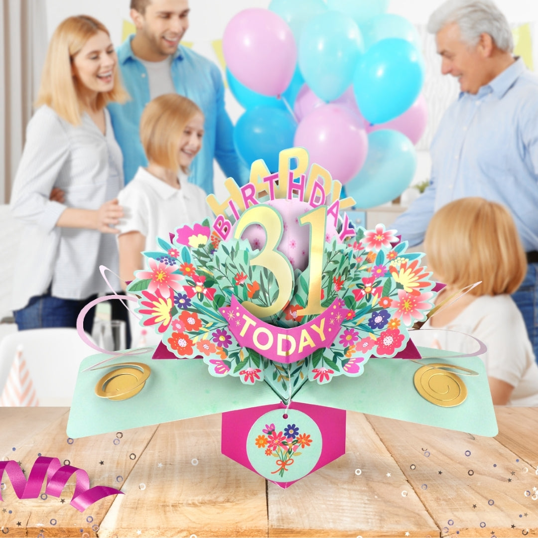 31st Birthday Card Pop Up 3D Happy Birthday Card Age 31 Today 3D For Her