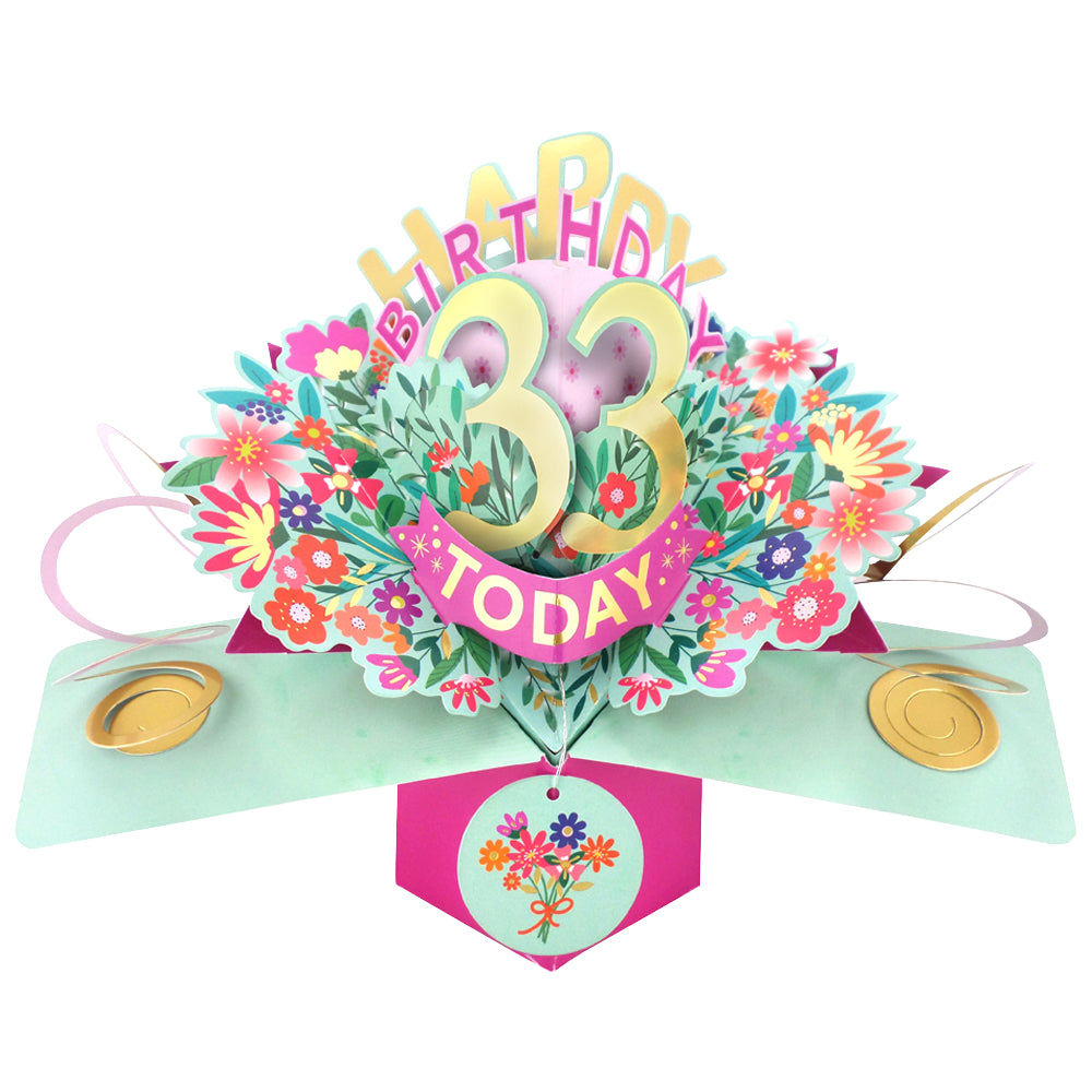 33rd Birthday Card Pop Up 3D Happy Birthday Card Age 33 Today 3D For Her