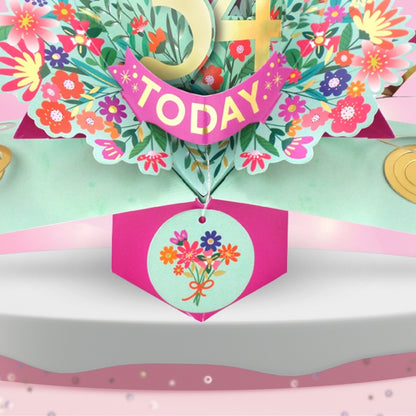34th Birthday Card Pop Up 3D Happy Birthday Card Age 34 Today 3D For Her