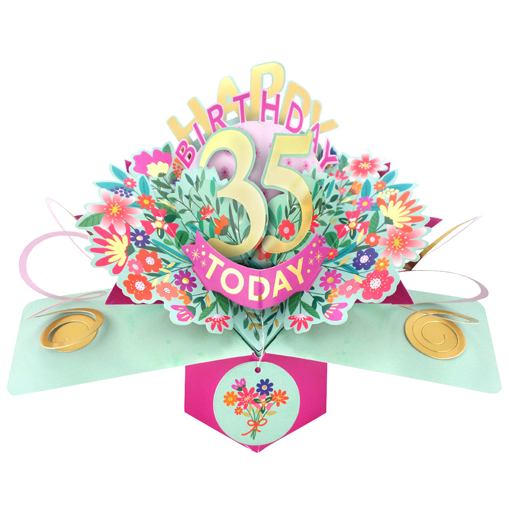 35th Birthday Card Pop Up 3D Happy Birthday Card Age 35 Today 3D For Her