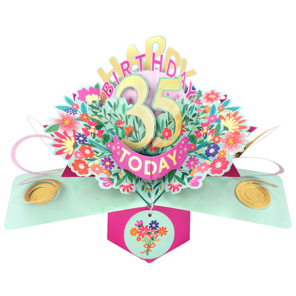 35th Birthday Card Pop Up 3D Happy Birthday Card Age 35 Today 3D For Her