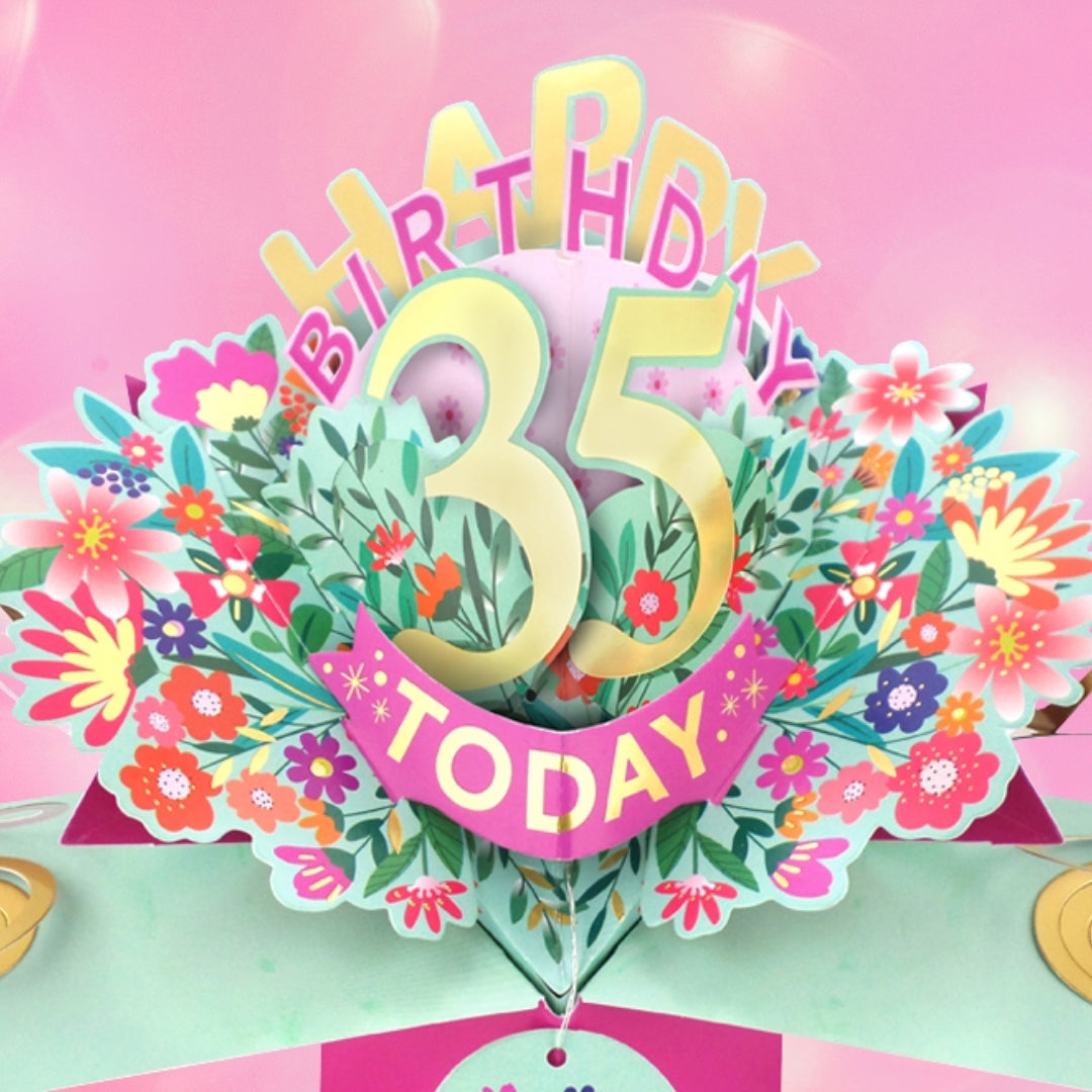 35th Birthday Card Pop Up 3D Happy Birthday Card Age 35 Today 3D For Her