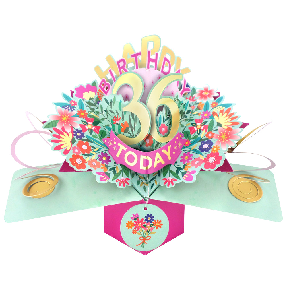 36th Birthday Card Pop Up 3D Happy Birthday Card Age 36 Today 3D For Her