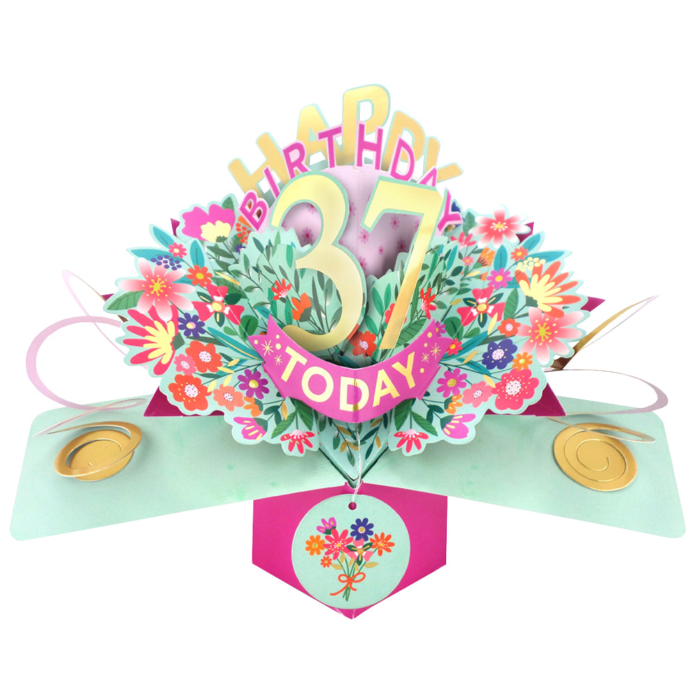 37th Birthday Card Pop Up 3D Happy Birthday Card Age 37 Today 3D For Her