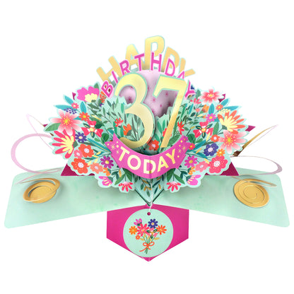 37th Birthday Card Pop Up 3D Happy Birthday Card Age 37 Today 3D For Her
