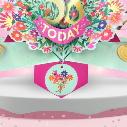 38th Birthday Card Pop Up 3D Happy Birthday Card Age 38 Today 3D For Her