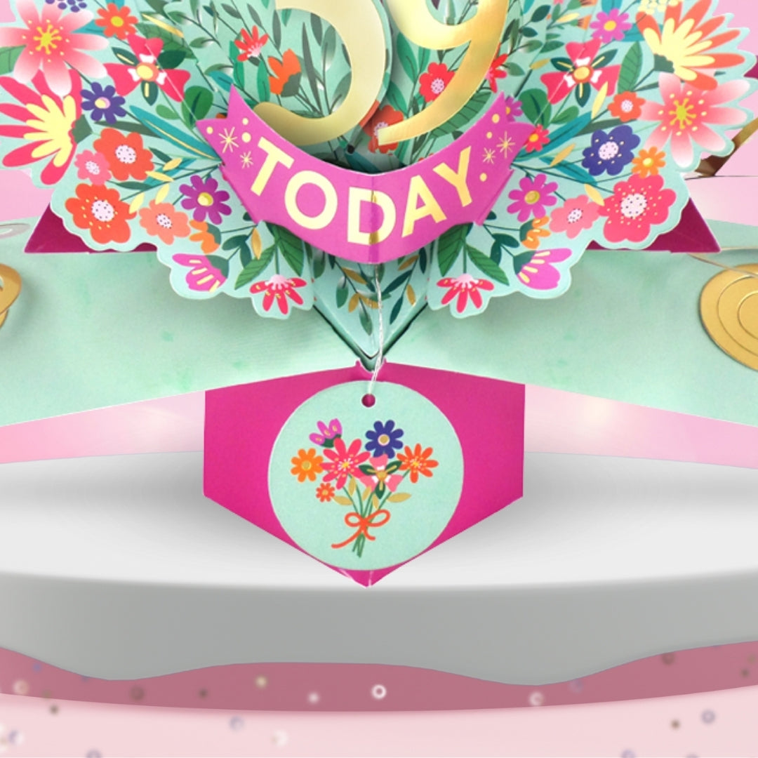 39th Birthday Card Pop Up 3D Happy Birthday Card Age 39 Today 3D For Her