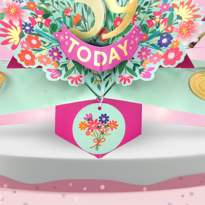 39th Birthday Card Pop Up 3D Happy Birthday Card Age 39 Today 3D For Her
