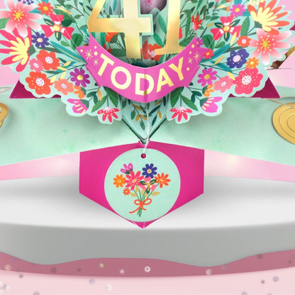 41st Birthday Card Pop Up 3D Happy Birthday Card Age 41 Today 3D For Her