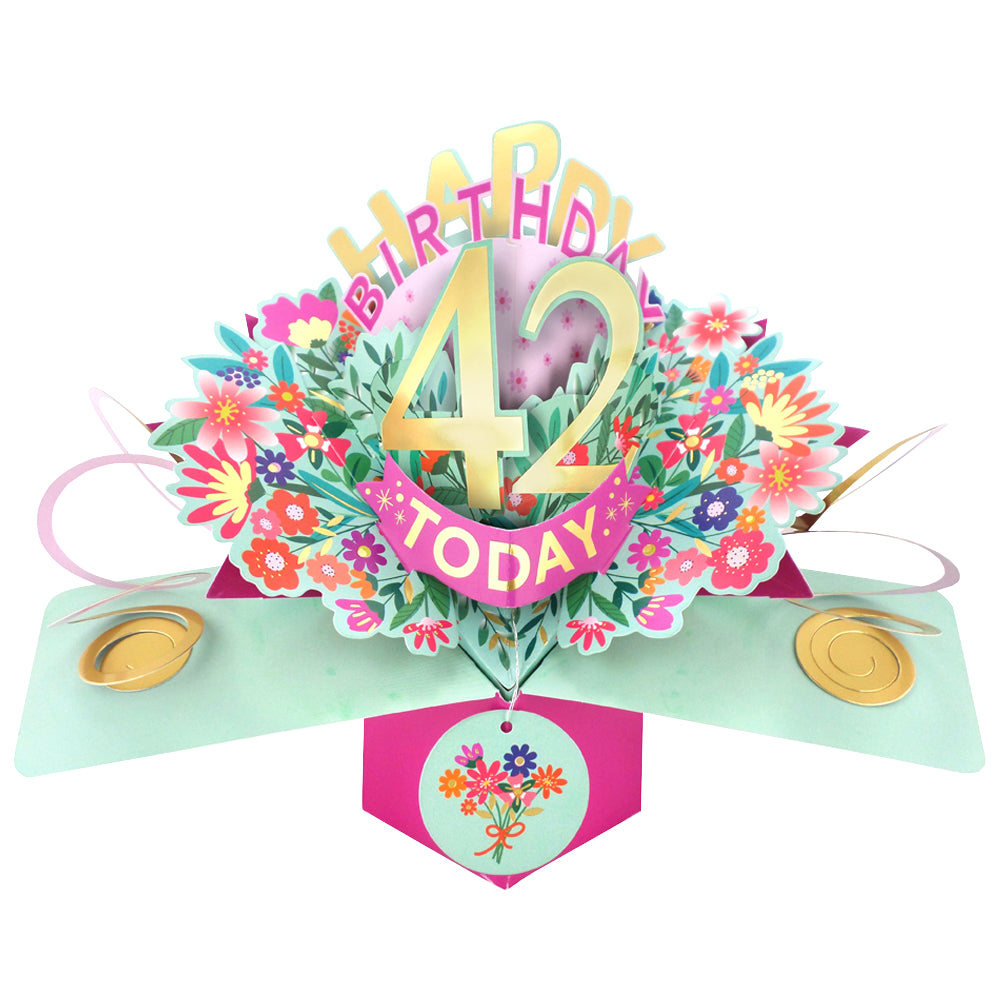 42nd Birthday Card Pop Up 3D Happy Birthday Card Age 42 Today 3D For Her