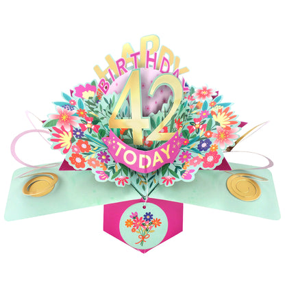 42nd Birthday Card Pop Up 3D Happy Birthday Card Age 42 Today 3D For Her