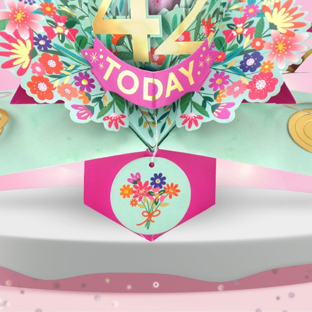 42nd Birthday Card Pop Up 3D Happy Birthday Card Age 42 Today 3D For Her