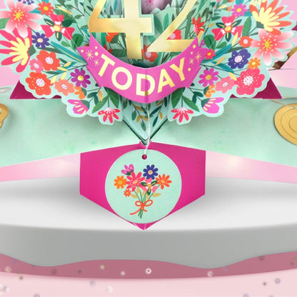 42nd Birthday Card Pop Up 3D Happy Birthday Card Age 42 Today 3D For Her