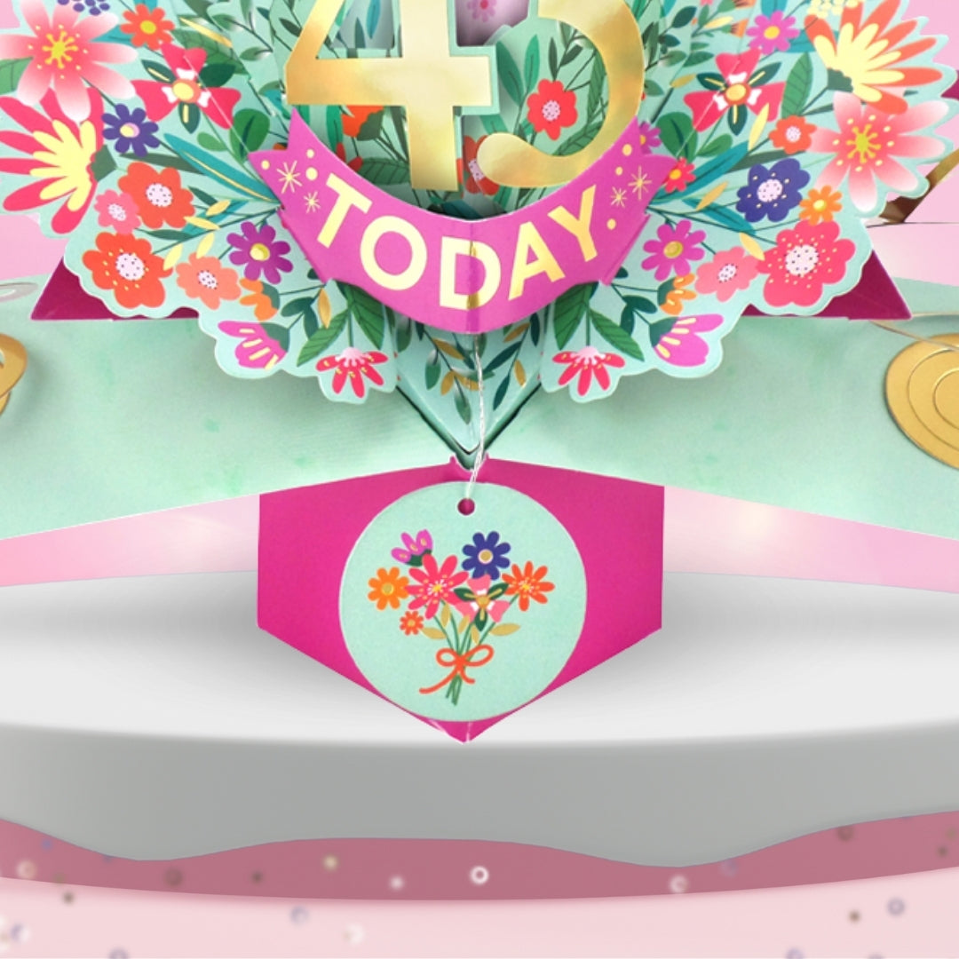 43rd Birthday Card Pop Up 3D Happy Birthday Card Age 43 Today 3D For Her