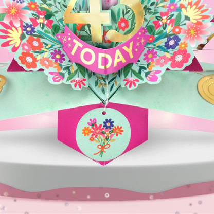 43rd Birthday Card Pop Up 3D Happy Birthday Card Age 43 Today 3D For Her