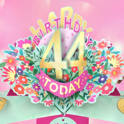 44th Birthday Card Pop Up 3D Happy Birthday Card Age 44 Today 3D For Her