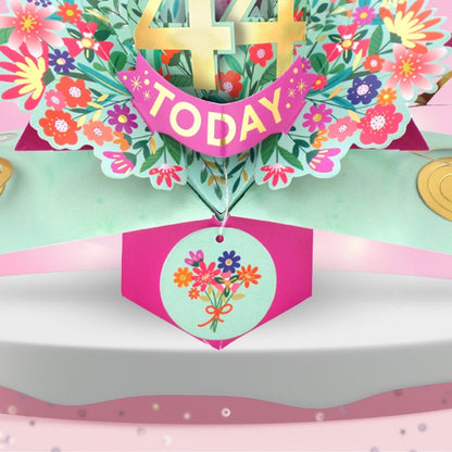 44th Birthday Card Pop Up 3D Happy Birthday Card Age 44 Today 3D For Her