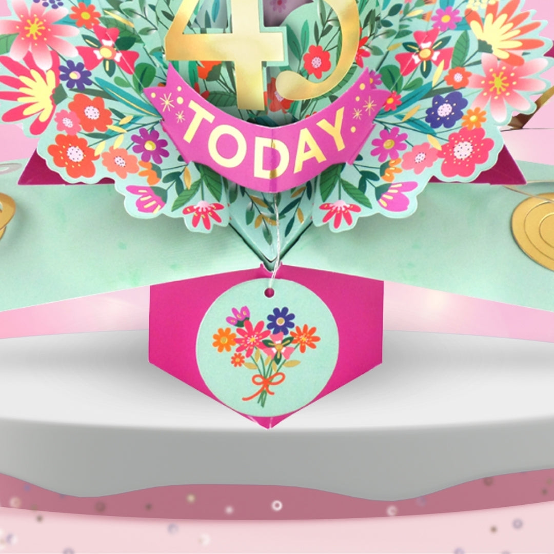 45th Birthday Card Pop Up 3D Happy Birthday Card Age 45 Today 3D For Her